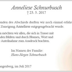 Anneliese Schnurbusch (Danksagung)