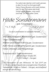 Stadtanzeiger_15.07.2017_Sondermann, Hilde