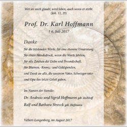 Prof. Dr. Karl Hoffmann (Danksagung)