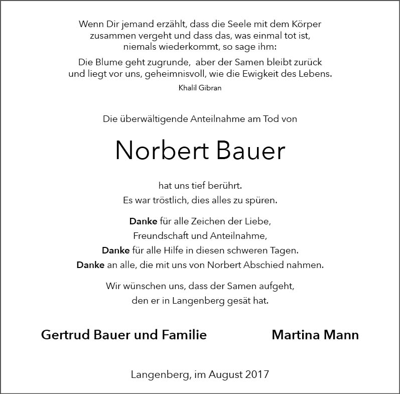 Norbert Bauer (Danksagung)
