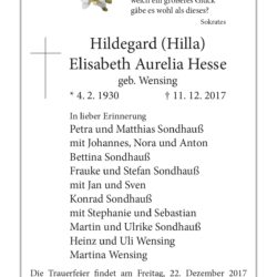 Hildegard (Hilla) Elisabeth Aurelia Hesse