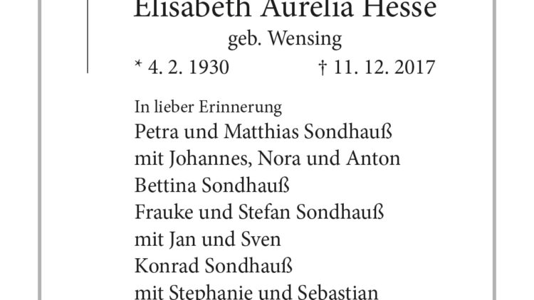 Hildegard (Hilla) Elisabeth Aurelia Hesse