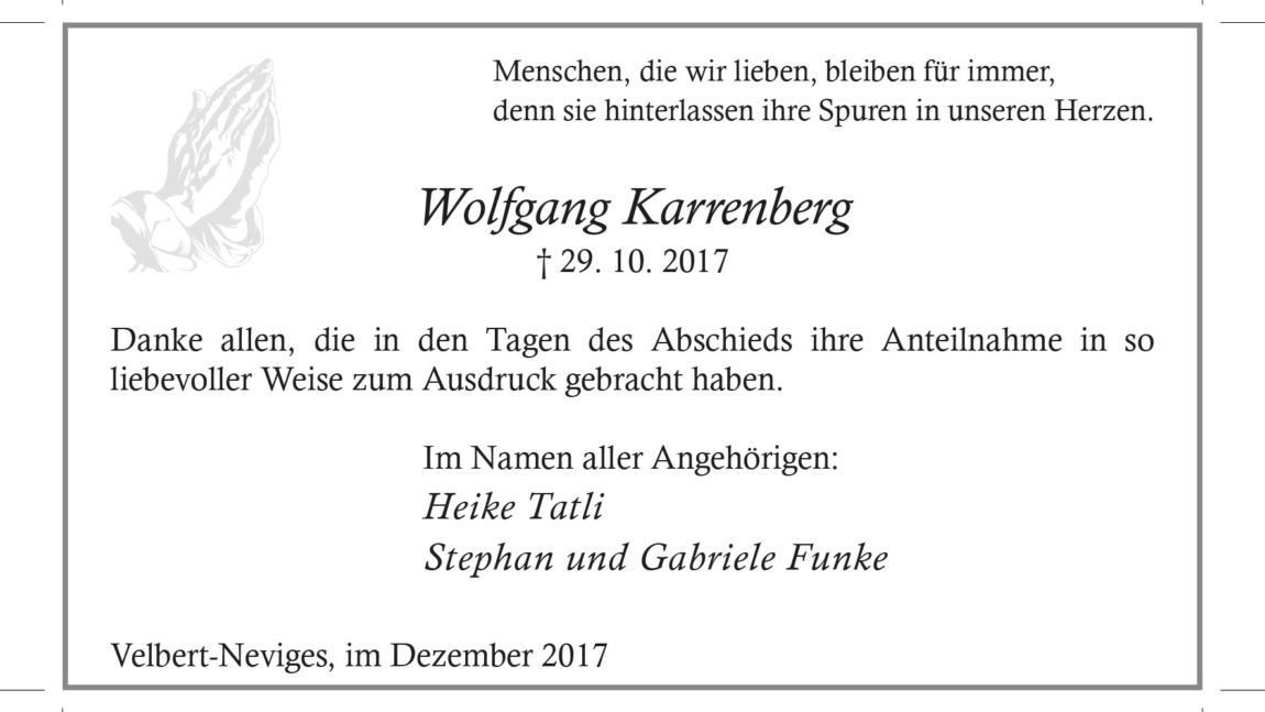 Wolfgang Karrenberg (Danksagung)