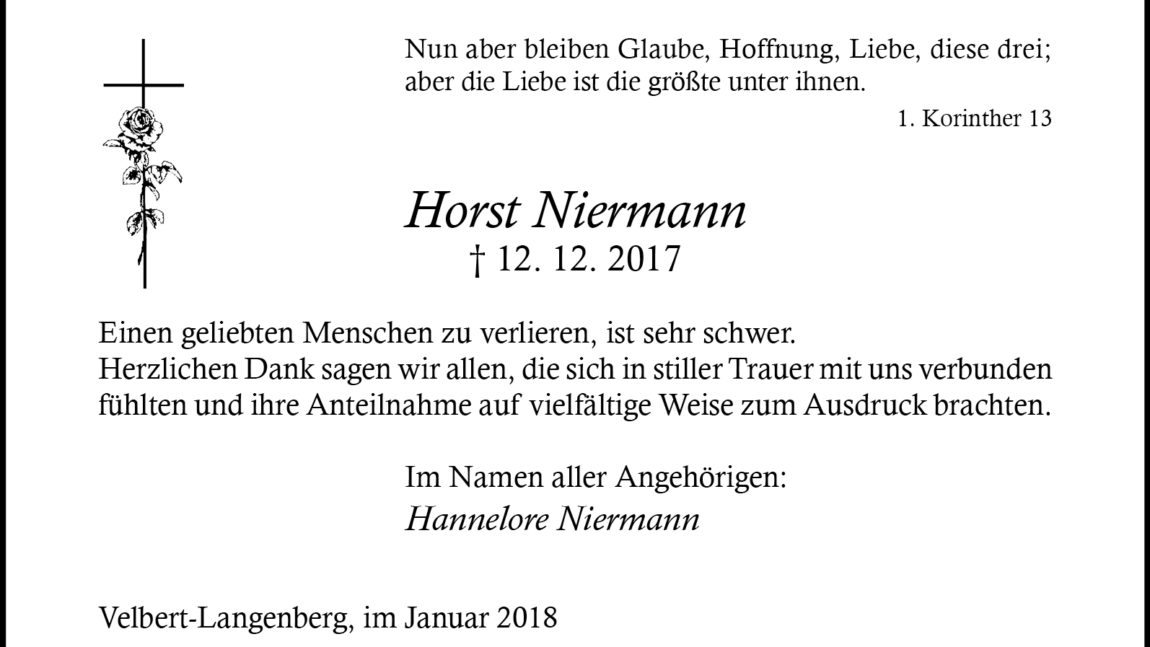 Horst Niermann (Danksagung)