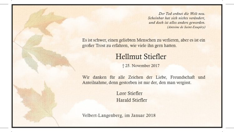 Hellmut Stiefler (Danksagung)