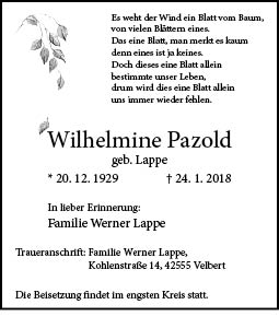 Wilhelmine Pazold
