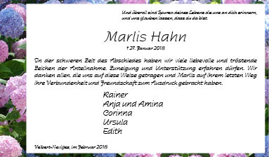 Marlis Hahn -Danksagung-