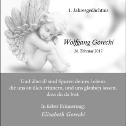 Wolfgang Gorecki -1. Jahresgedächtnis-