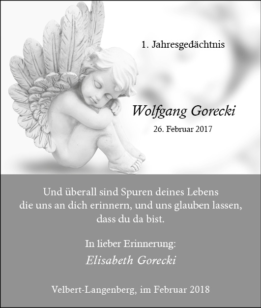 Wolfgang Gorecki -1. Jahresgedächtnis-
