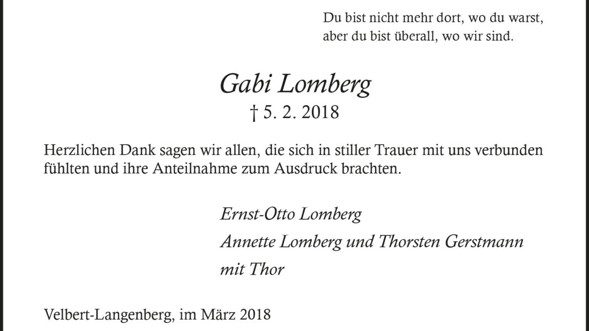 Gabi Lomberg (Danksagung)