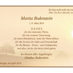 Marita Bodenstein (Danksagung)