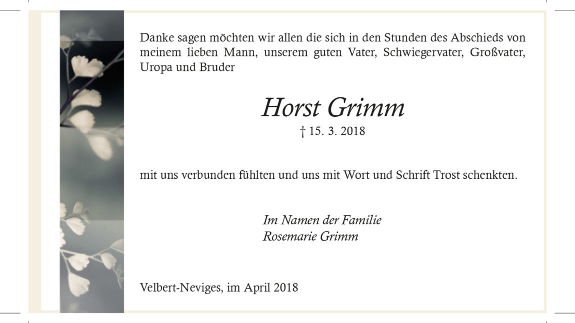 Horst Grimm (Danksagung)