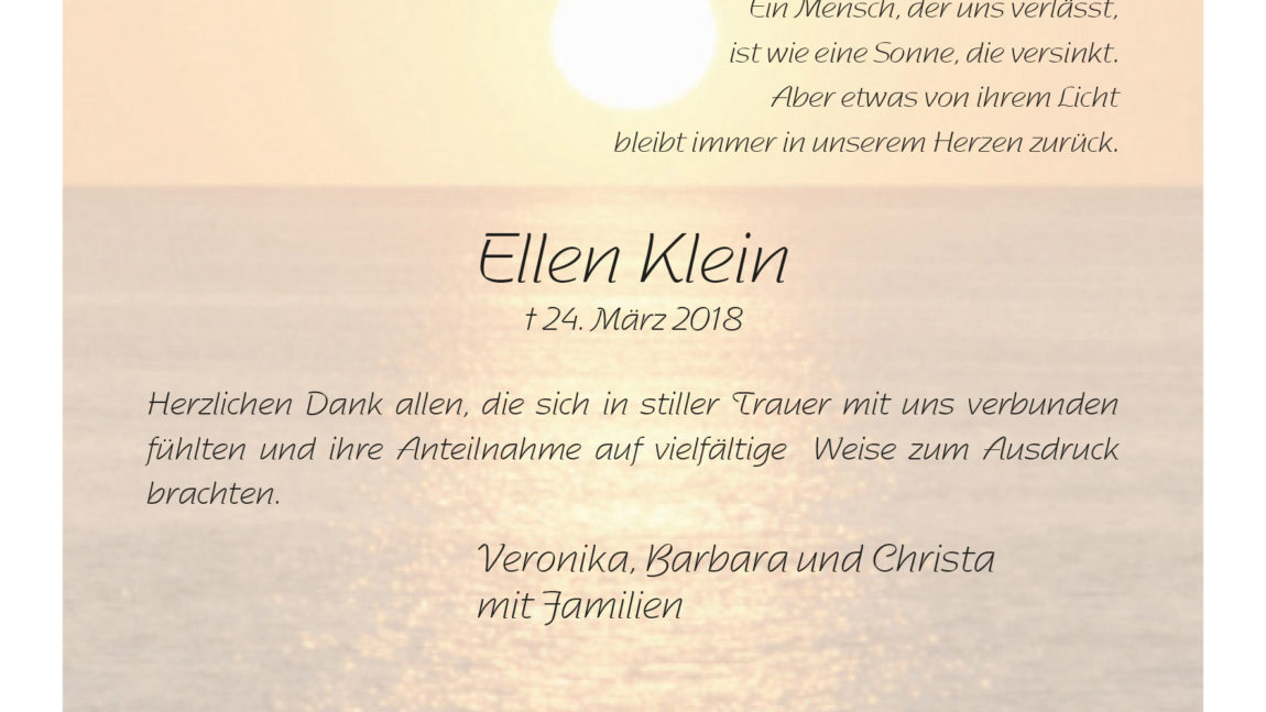 Ellen Klein (Danksagung)
