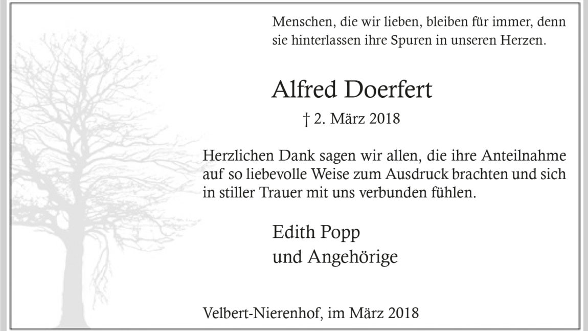 Alfred Doerfert (Danksagung)