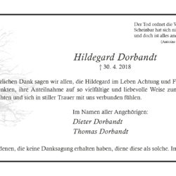 Hildegard Dorbandt -Danksagung-