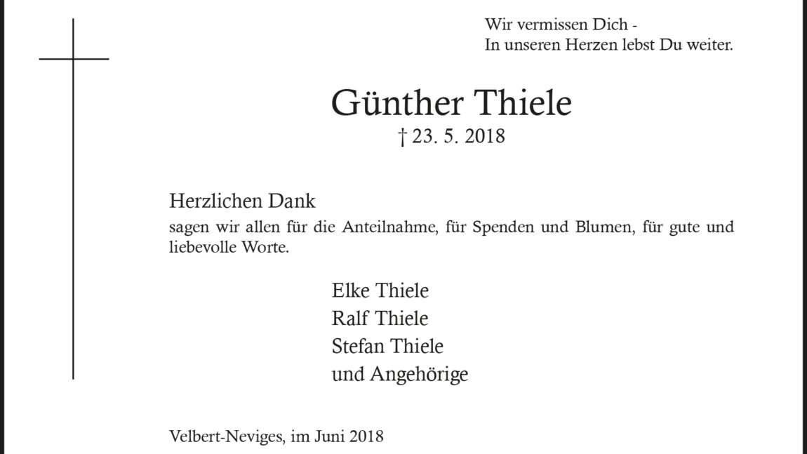 Günther Thiele -Danksagung-