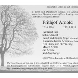 Frithjof Arnold † 29. 8. 2018