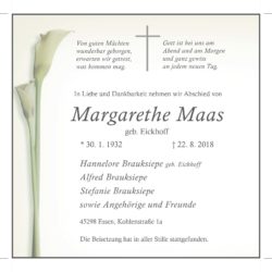 Margarethe Maas † 22. 8. 2018