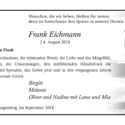 Frank Eichmann „Danksagung“