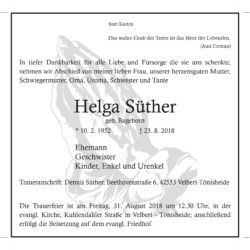 Helga Süther † 23. 8. 2018