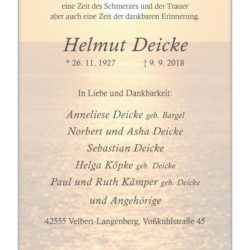 Helmut Deicke † 9. 9. 2018