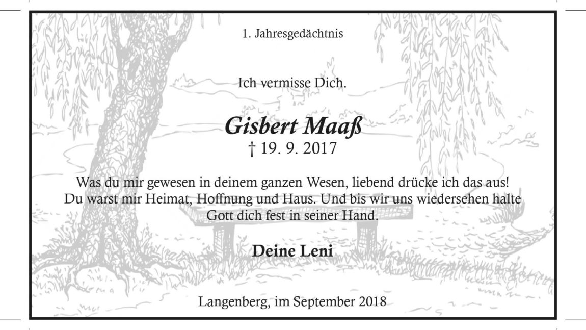 Gisbert Maaß -1. Jahresgedächtnis-