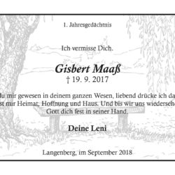 Gisbert Maaß -1. Jahresgedächtnis-