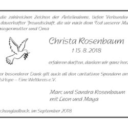 Christa Rosenbaum -Danksagung-