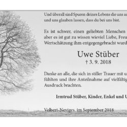 Uwe Stüber -Danksagung-