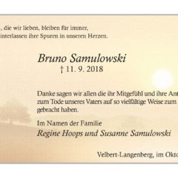 Bruno Samulowski -Danksagung-