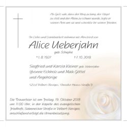 Alice Ueberjahn † 7. 10. 2018
