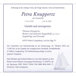 Petra Knuppertz † 10. 10. 2018