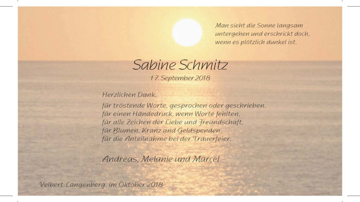 Sabine Schmitz -Danksagung-