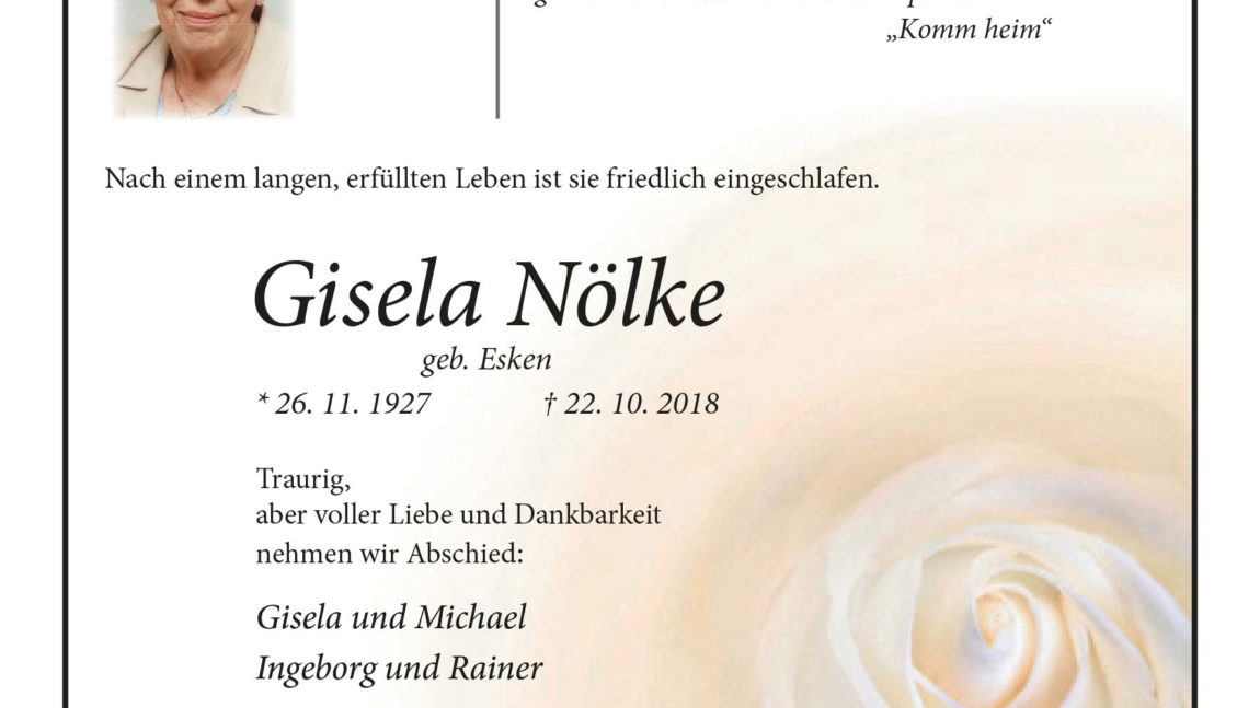 Gisela Nölke † 22. 10. 2018
