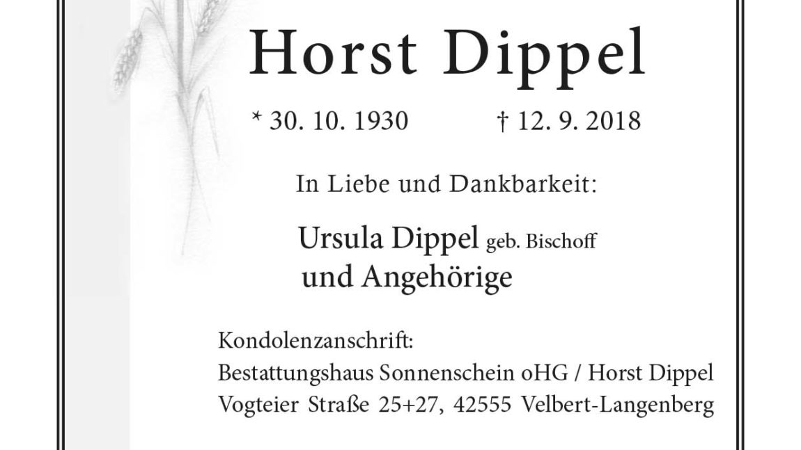 Horst Dippel † 12. 9. 2018