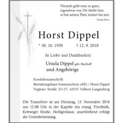 Horst Dippel † 12. 9. 2018