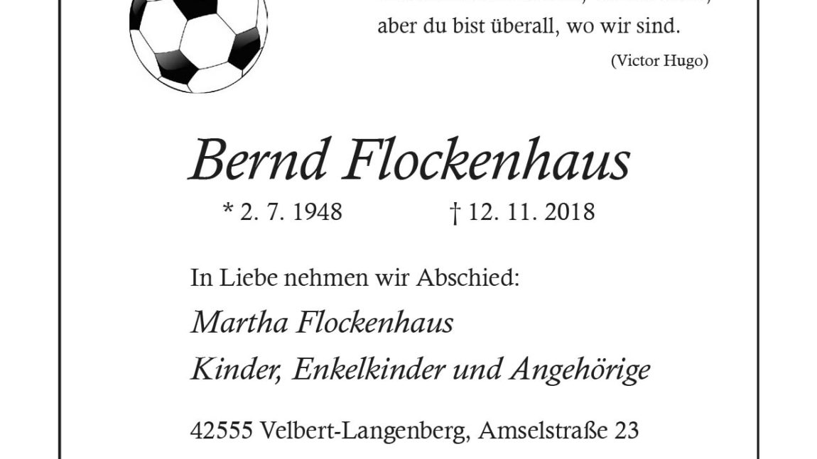 Bernd Flockenhaus † 12. 11. 2018
