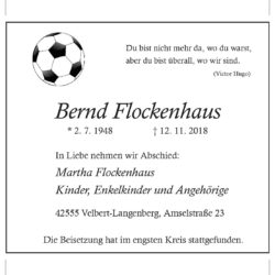 Bernd Flockenhaus † 12. 11. 2018