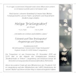 Helga Frielingsdorf † 8. 11. 2018