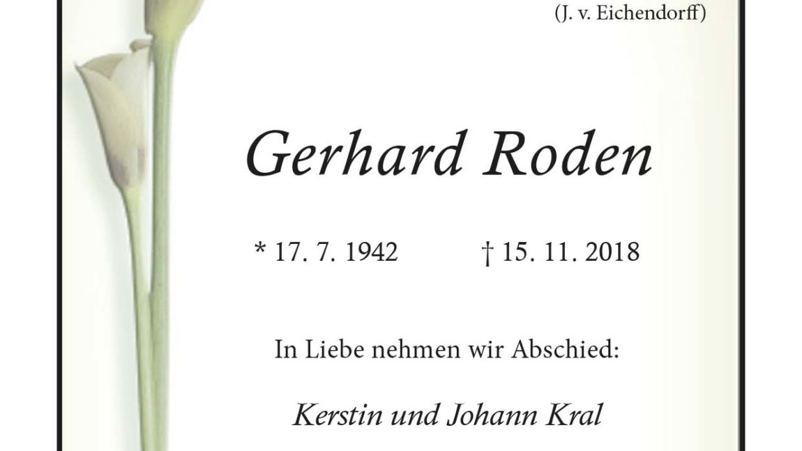 Gerhard Roden † 15. 11. 2018