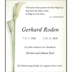 Gerhard Roden † 15. 11. 2018