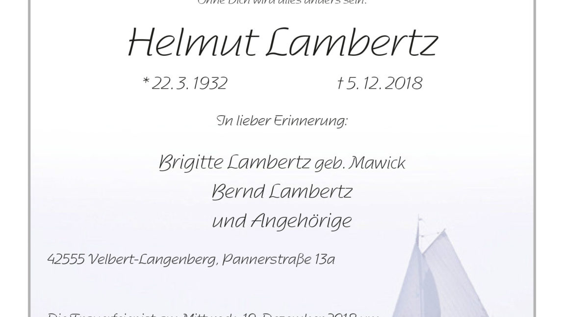 Helmut Lambertz † 5. 12. 2018