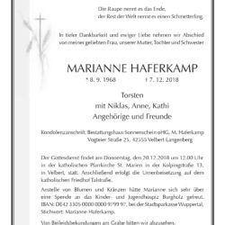 Marianne Haferkamp † 7. 12. 2018