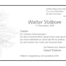 Walter Vollbom -Danksagung-