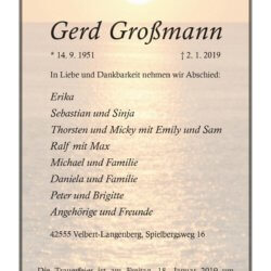 Gerd Großmann † 2. 1. 2019