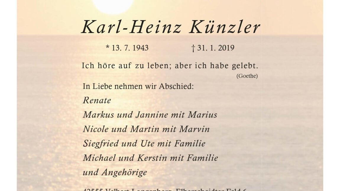 Karl-Heinz Künzler † 31. 1. 2019