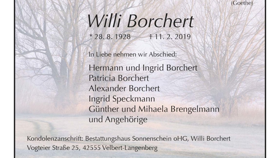 Willi Borchert † 11. 2. 2019