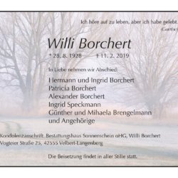 Willi Borchert † 11. 2. 2019