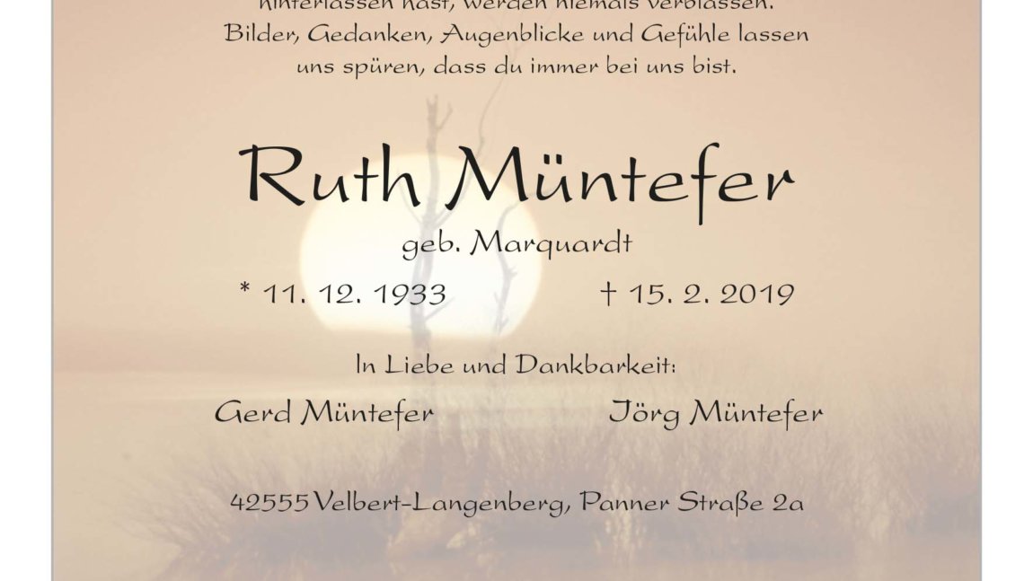 Ruth Müntefer † 15. 2. 2019