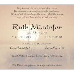 Ruth Müntefer † 15. 2. 2019